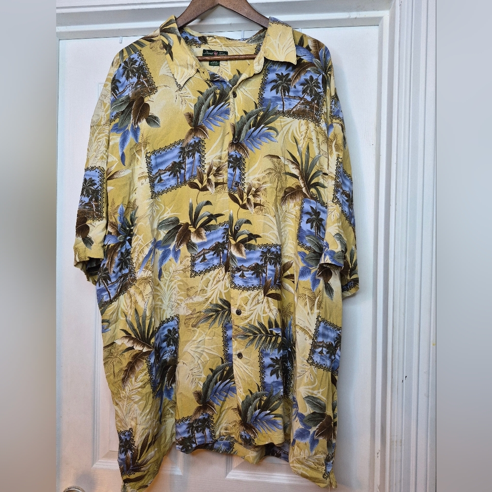 David Taylor Yellow Floral Hawaiian Shirt Size 3xlt